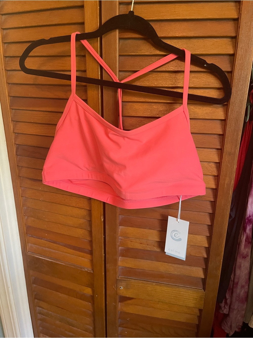 Calmé Coral Pink Cross-Back Sports Bralette